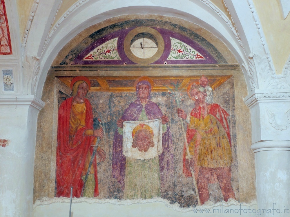 Vimercate (Monza e Brianza) - Veronica fra San Cristoforo e un santo cavaliere nella Chiesa di Santo Stefano